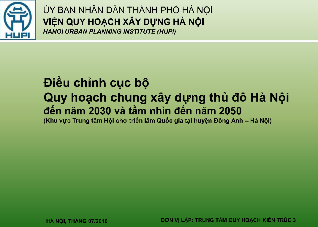 Điều chỉnh quy hoạch khu vực trung tâm hội chợ triển lãm