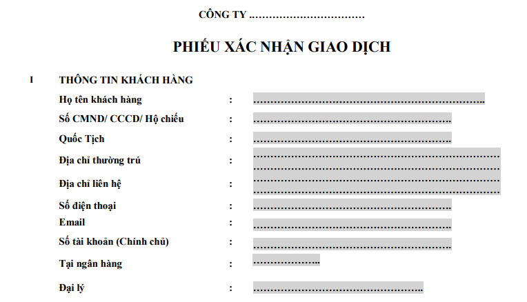 Phiếu xác nhận giao dịch